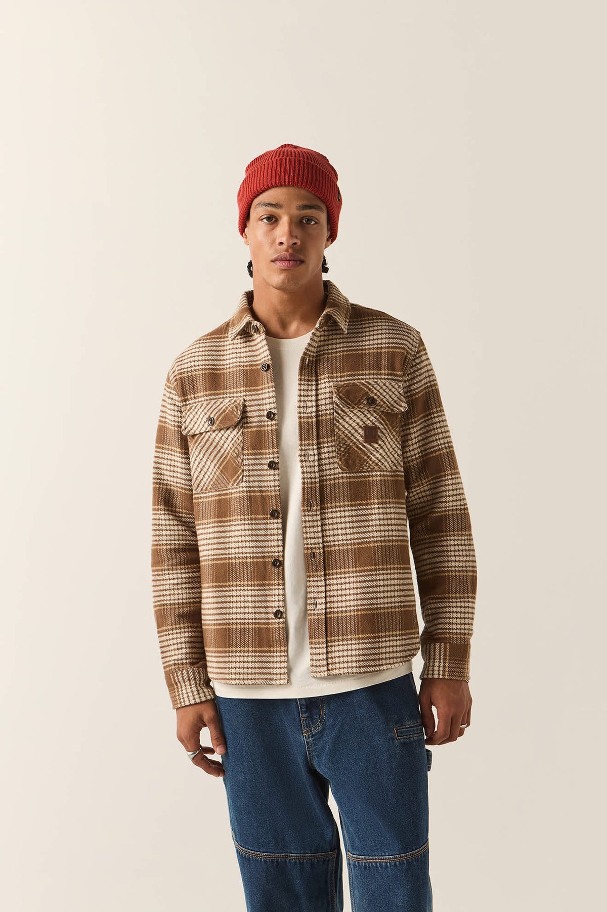 Brixton Bowery Heavy Weight Flannel - Pinecone Brown/Whitecap