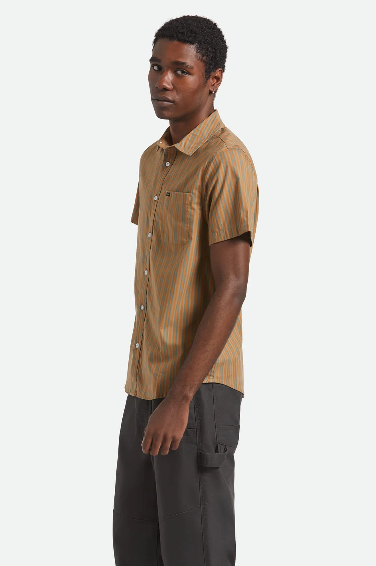 Charter Stripe S/S Woven Shirt - Rustic Caramel/Light Sage