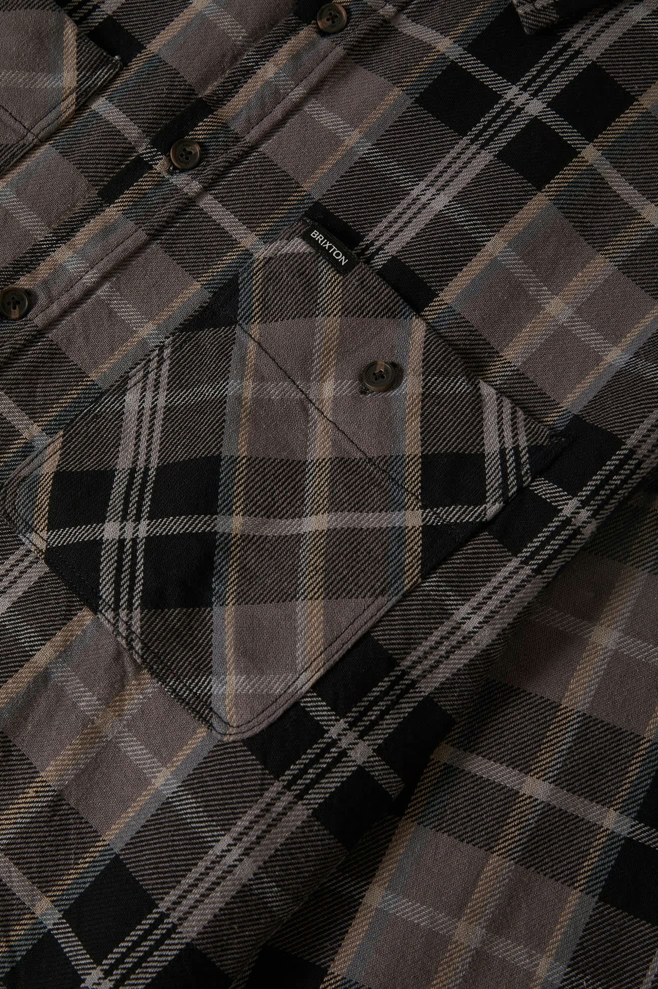 Brixton Vintage Wash Flannel - Black/Charcoal Beige/Slate