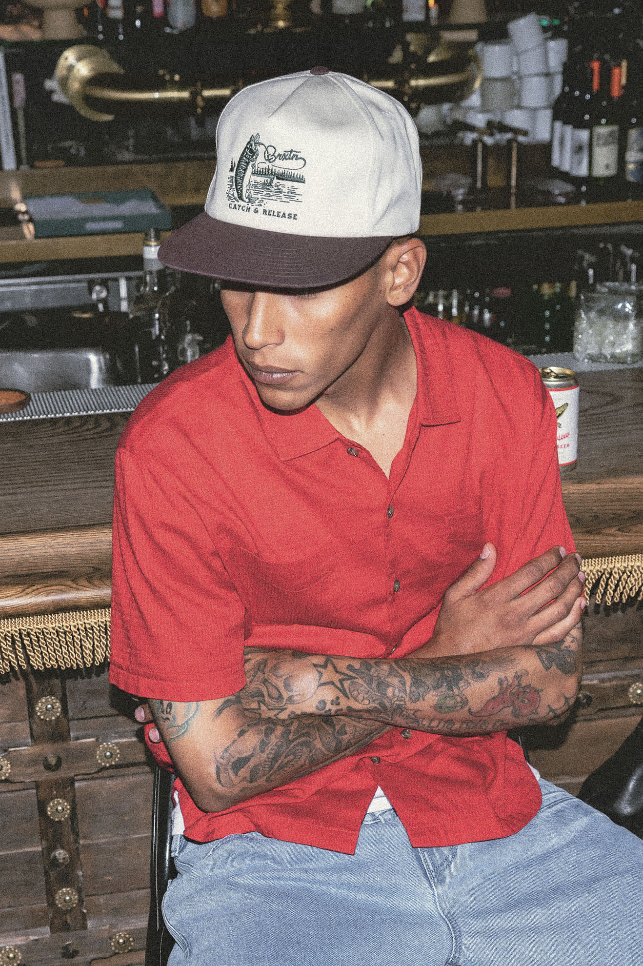Brixton Catch and Release HP Snapback - Off White/Brown
