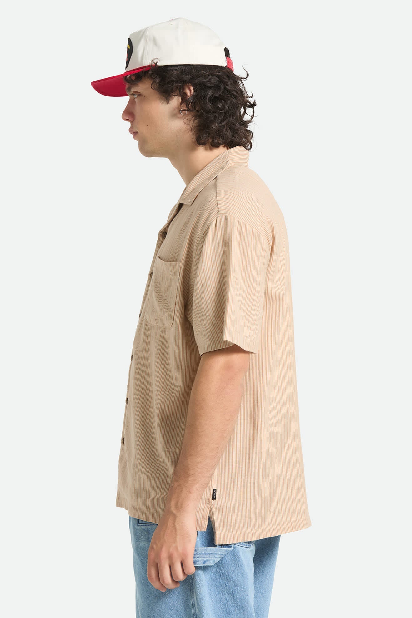 Brixton Bunker Slub S/S Woven Shirt - Italian Clay Stripe