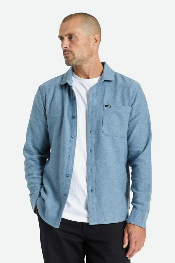 BRIXTON BIXBY RESERVE L/S FLANNEL - MELANGE BLUE