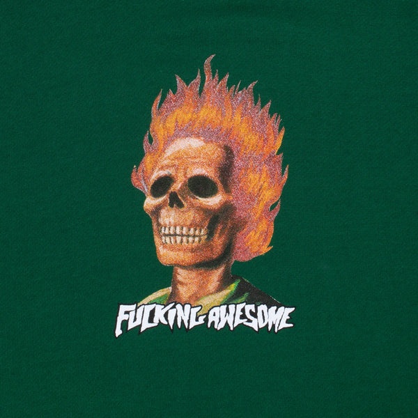 FUCKING AWESOME FLAME SKULL HOODIE	- DARK GREEN