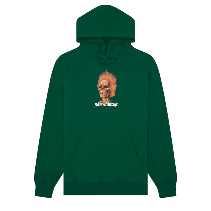 FUCKING AWESOME FLAME SKULL HOODIE	- DARK GREEN