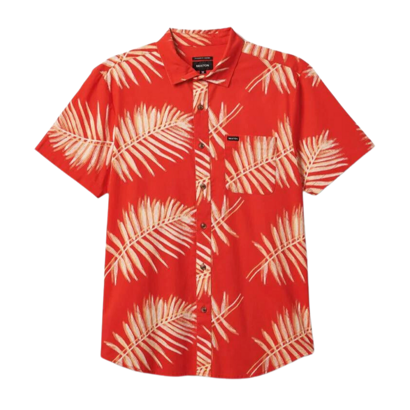 Brixton Charter Print S/S Woven Shirt - Aloha Red/Palm Leaf