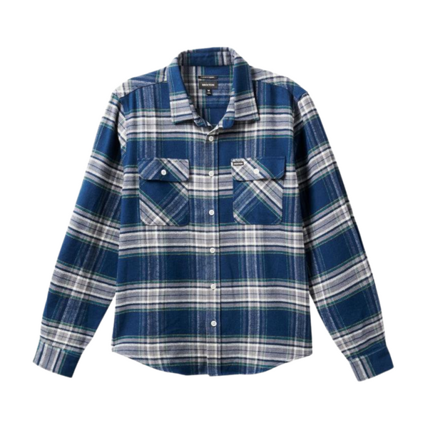 BRIXTON BOWERY L/S FLANNEL - MOONLIT OCEAN/GREY