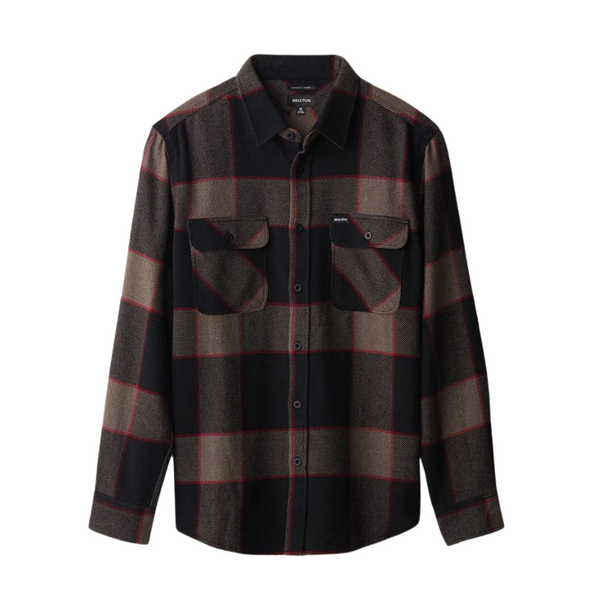 BRIXTON BOWERY L/S FLANNEL - HEATHER GREY/CHARCOAL