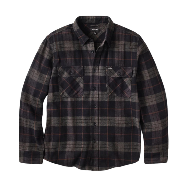 BRIXTON BOWERY L/S FLANNEL - BLACK/CHARCOAL