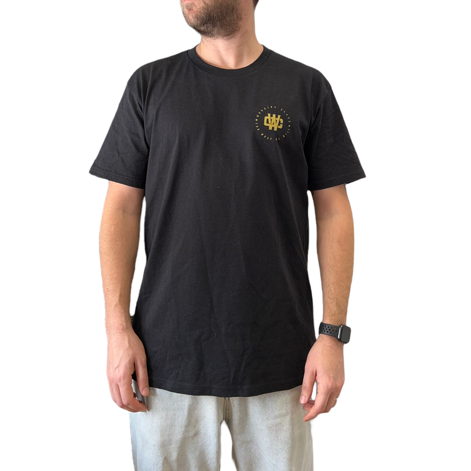WORKING CLASS MONOGRAM TEE - BLACK HEATHER/METALLIC GOLD