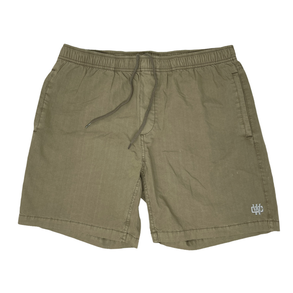 WORKING CLASS MONOGRAM EMBROIDERY BEACH SHORT - ARMY STONE/SILVER