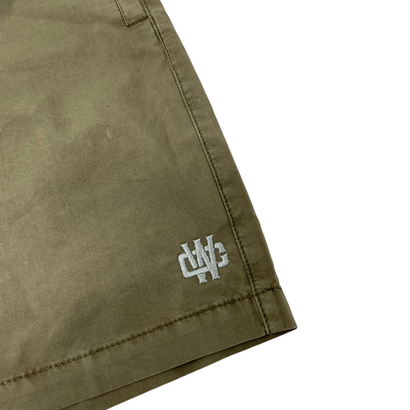 WORKING CLASS MONOGRAM EMBROIDERY BEACH SHORT - ARMY STONE/SILVER