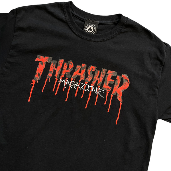 THRASHER BLOOD DRIP SS TEE - BLACK