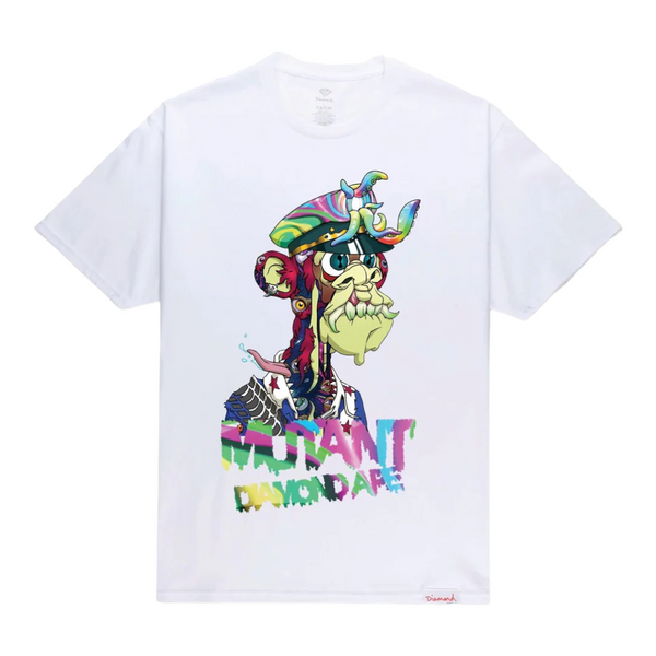 DIAMOND MUTANT APE TRIPPY TEE - WHITE