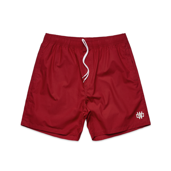 WORKING CLASS MONOGRAM BEACH SHORT - CARDINAL/SILVER