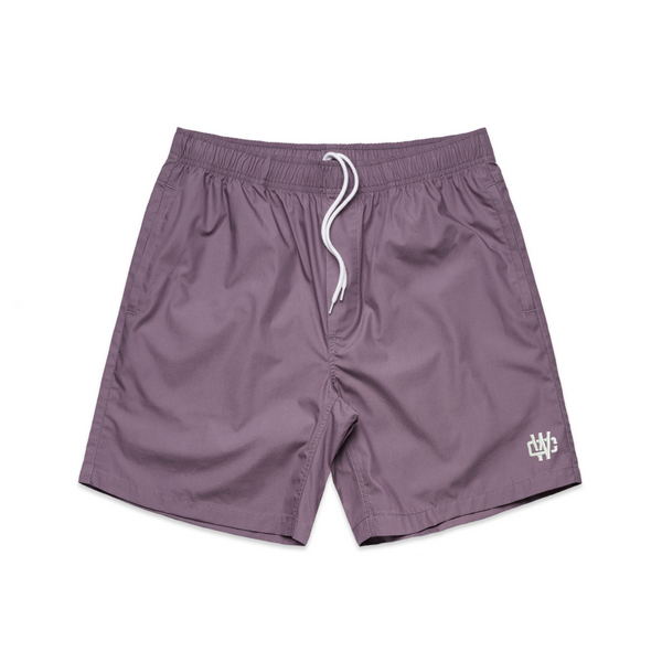 WORKING CLASS MONOGRAM BEACH SHORT - MAUVE/SILVER