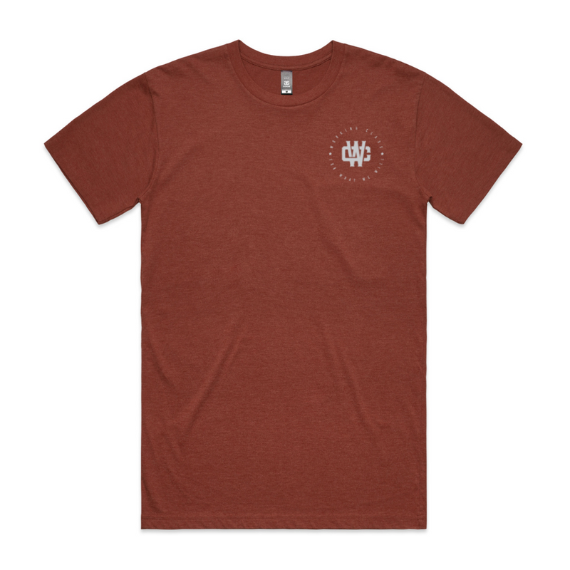 WORKING CLASS MONOGRAM TEE - BRICK HEATHER/METALLIC SILVER