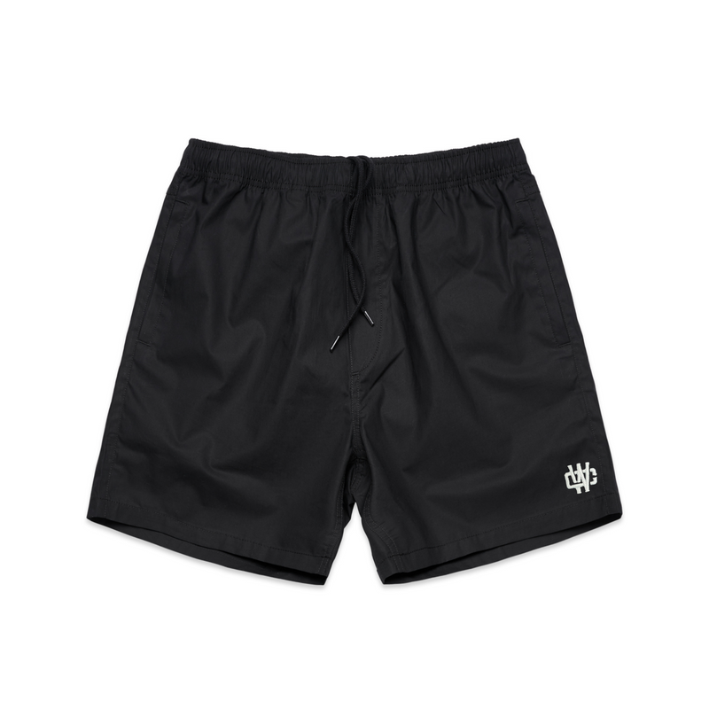 WORKING CLASS MONOGRAM BEACH SHORT - BLACK/SILVER