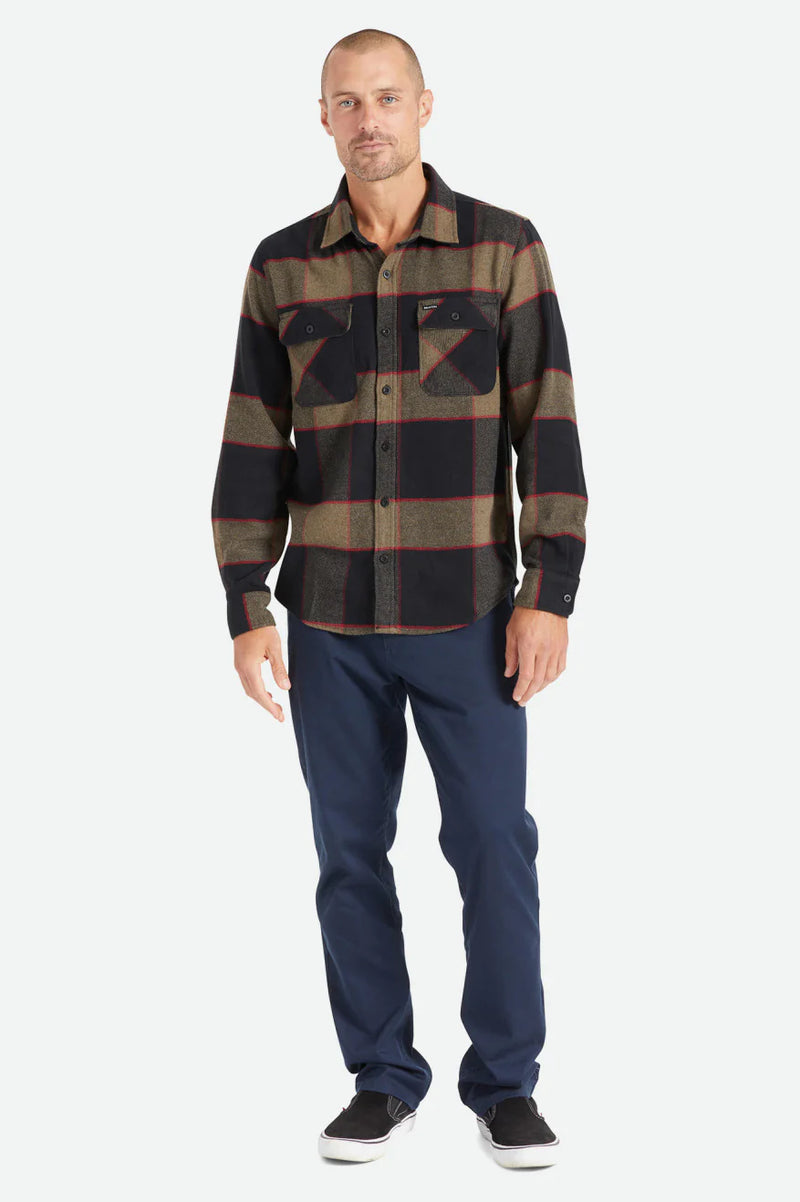 BRIXTON BOWERY L/S FLANNEL - HEATHER GREY/CHARCOAL