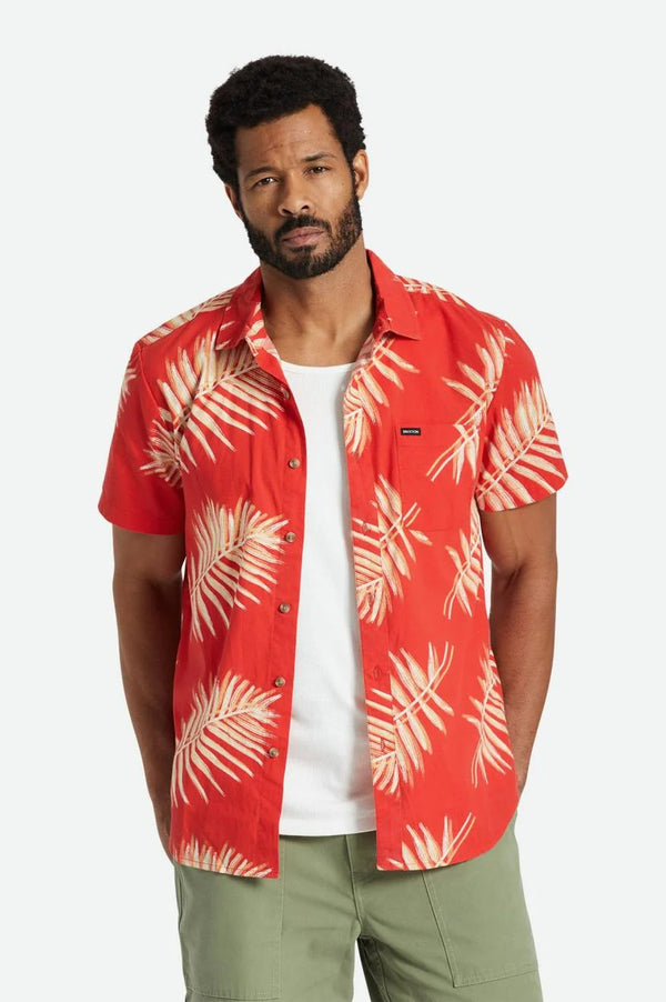 Brixton Charter Print S/S Woven Shirt - Aloha Red/Palm Leaf