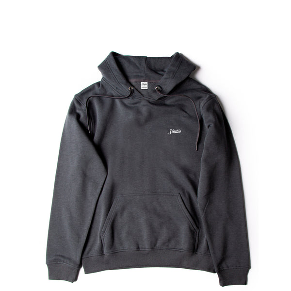 STUDIO SMALL SCRIPT HOODIE - CHARCOAL