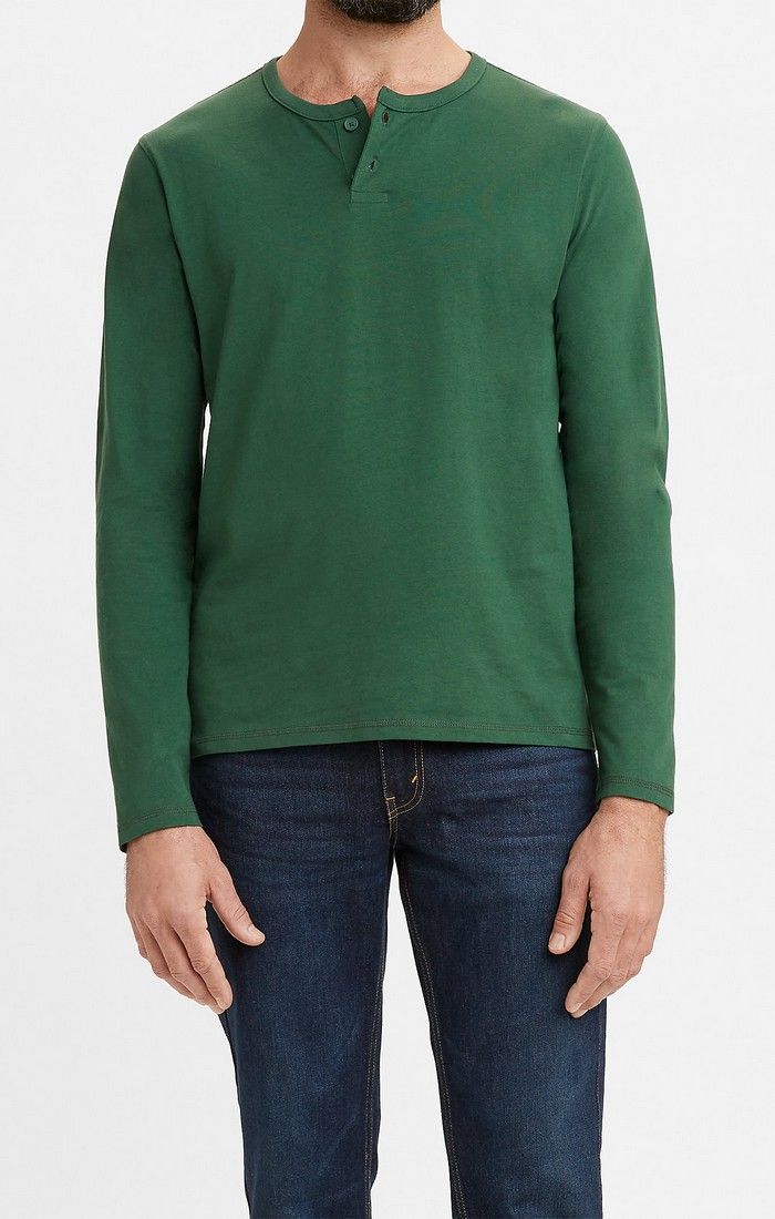 LEVI'S LS JERSEY HENLEY TEE - PINENEEDLE