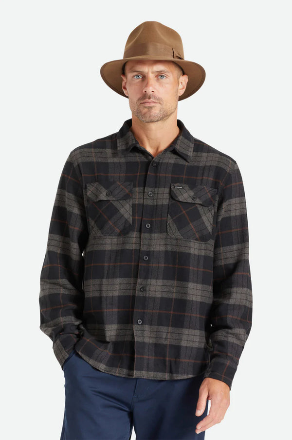 BRIXTON BOWERY L/S FLANNEL - BLACK/CHARCOAL