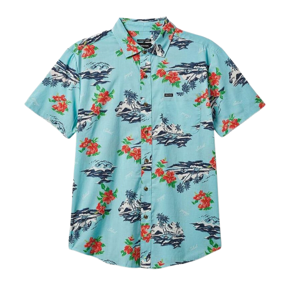 Brixton Charter Print S/S Woven Shirt - Canal Blue Paradise